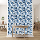 Blue Exotic Leaves and Flowers Wallpaper
