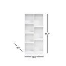 Modern 42-inch High Bookcase with 7 Open Shelves in White Wood Finish
