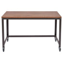 Industrial Modern Steel Frame Wood Top Computer Desk with Locking Wheels