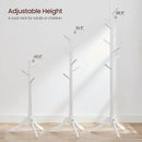 Modern Solid Wood Coat Rack in White Finish with 8 Hooks