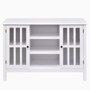 White Wood 43-inch TV Stand with Glass Panel Doors