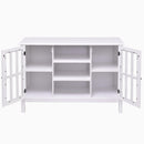 White Wood 43-inch TV Stand with Glass Panel Doors