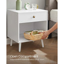 Mid-Century Modern Bedroom 1-Drawer Nightstand End Table in White Wood Finish