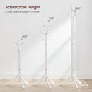 Solid Wood Coat Rack in White Finish with 10 Hooks
