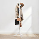 Solid Wood Coat Rack in White Finish with 10 Hooks