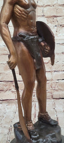 Native American Indian Warrior Bronze Metal Statue Sculpture on Marble Base CM Russell