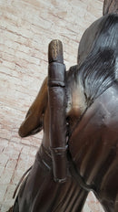 Native American Indian Chief Hiawatha Bronze Statue Sculpture Figure on Marble Base