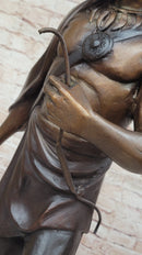 Native American Indian Chief Hiawatha Bronze Statue Sculpture Figure on Marble Base