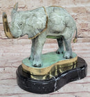 Bronze Elephant on Marble Base Painted Baked Glaze Patina Numbered Signed Limited 10"x 14"