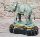 Bronze Elephant on Marble Base Painted Baked Glaze Patina Numbered Signed Limited 10"x 14"