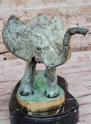 Bronze Elephant on Marble Base Painted Baked Glaze Patina Numbered Signed Limited 10"x 14"