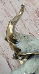 Bronze Elephant on Marble Base Painted Baked Glaze Patina Numbered Signed Limited 10"x 14"