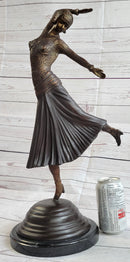 Art Deco Russian Dancer Girl Chiparus Bronze Statue Sculpture Decor Marble Base