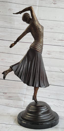 Art Deco Russian Dancer Girl Chiparus Bronze Statue Sculpture Decor Marble Base