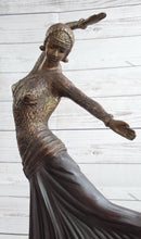 Art Deco Russian Dancer Girl Chiparus Bronze Statue Sculpture Decor Marble Base