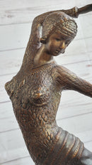 Art Deco Russian Dancer Girl Chiparus Bronze Statue Sculpture Decor Marble Base
