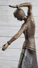 Art Deco Russian Dancer Girl Chiparus Bronze Statue Sculpture Decor Marble Base