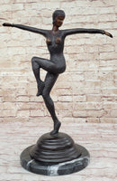 Large Chiparus Woman Dancer Art Deco Genuine Bronze Sculpture Statue