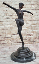 Large Chiparus Woman Dancer Art Deco Genuine Bronze Sculpture Statue