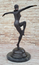 Large Chiparus Woman Dancer Art Deco Genuine Bronze Sculpture Statue