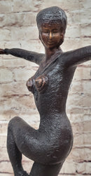 Large Chiparus Woman Dancer Art Deco Genuine Bronze Sculpture Statue