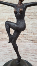 Large Chiparus Woman Dancer Art Deco Genuine Bronze Sculpture Statue