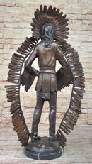 Native American Indian Warrior w/ Rifle Bronze Statue Sculpture Western Decor