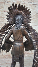 Native American Indian Warrior w/ Rifle Bronze Statue Sculpture Western Decor