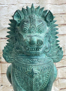 Chinese Foo Dog Guardian Lion Bronze Sculpture Statue Signed Handmade Art 13" x 6"