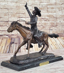 Will Rogers Cowboy on Horseback Bronze Sculpture Statue Figure Russell Western 16" x 17"