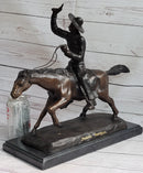 Frederic Remington Bronze Cowboy Will Rogers Statue Sculpture Western Art 14" x 16"