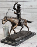 Frederic Remington Bronze Cowboy Will Rogers Statue Sculpture Western Art 14" x 16"