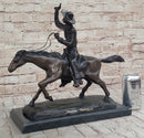 Frederic Remington Bronze Cowboy Will Rogers Statue Sculpture Western Art 14" x 16"
