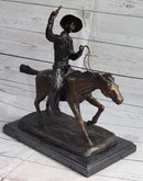 Frederic Remington Bronze Cowboy Will Rogers Statue Sculpture Western Art 14" x 16"