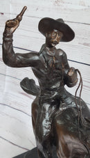Frederic Remington Bronze Cowboy Will Rogers Statue Sculpture Western Art 14" x 16"