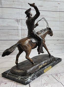 Frederic Remington Bronze Cowboy Will Rogers Statue Sculpture Western Art 14" x 16"