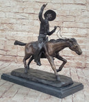 Frederic Remington Bronze Cowboy Will Rogers Statue Sculpture Western Art 14" x 16"
