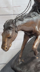 Frederic Remington Bronze Cowboy Will Rogers Statue Sculpture Western Art 14" x 16"