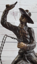 Frederic Remington Bronze Cowboy Will Rogers Statue Sculpture Western Art 14" x 16"