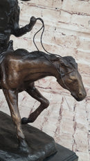 Frederic Remington Bronze Cowboy Will Rogers Statue Sculpture Western Art 14" x 16"
