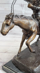 Frederic Remington Bronze Cowboy Will Rogers Statue Sculpture Western Art 14" x 16"