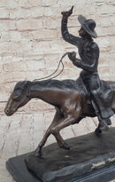 Frederic Remington Bronze Cowboy Will Rogers Statue Sculpture Western Art 14" x 16"