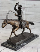 Frederic Remington Bronze Cowboy Will Rogers Statue Sculpture Western Art 14" x 16"