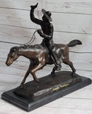 Frederic Remington Bronze Cowboy Will Rogers Statue Sculpture Western Art 14" x 16"