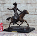 Frederic Remington Bronze Sculpture Cowboy on Horse Western Art Old West 15" x 18"