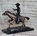 Frederic Remington Bronze Sculpture Cowboy on Horse Western Art Old West 15" x 18"