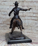 Frederic Remington Bronze Sculpture Cowboy on Horse Western Art Old West 15" x 18"
