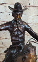 Frederic Remington Bronze Sculpture Cowboy on Horse Western Art Old West 15" x 18"