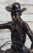 Frederic Remington Bronze Sculpture Cowboy on Horse Western Art Old West 15" x 18"