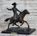 Frederic Remington Bronze Sculpture Cowboy on Horse Western Art Old West 15" x 18"